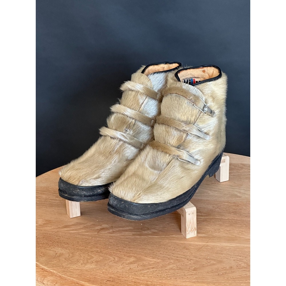 Vintage 1960s Women's Jean-Claude Killy Wolverine Designer Boots Faux Fur - 11‎